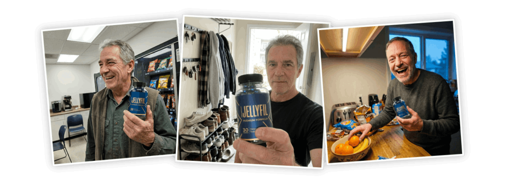 Customers holding their bottles of JellyFil Premium Formula